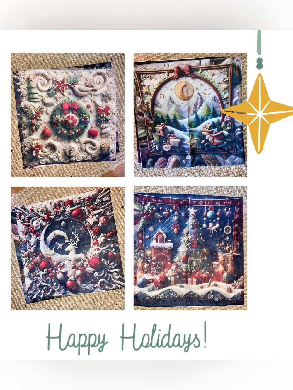 Holiday Christmas Decorative Pillows Covers - Set of 4 pillows- NEW